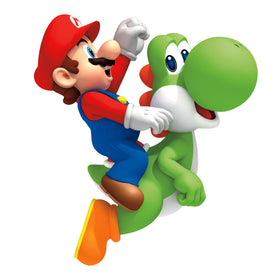 RoomMates RMK1918GM Yoshi and Mario giant wall decal on wall, easy 23in x 32in transformation