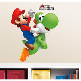 RoomMates peel-and-stick setup for Yoshi and Mario decal, simple repositioning