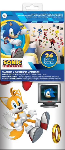 RoomMates Sonic removable decals leave no residue on smooth surfaces.