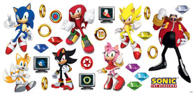 RoomMates Sonic Hedgehog wall decals set featuring main characters for vibrant playroom decor.