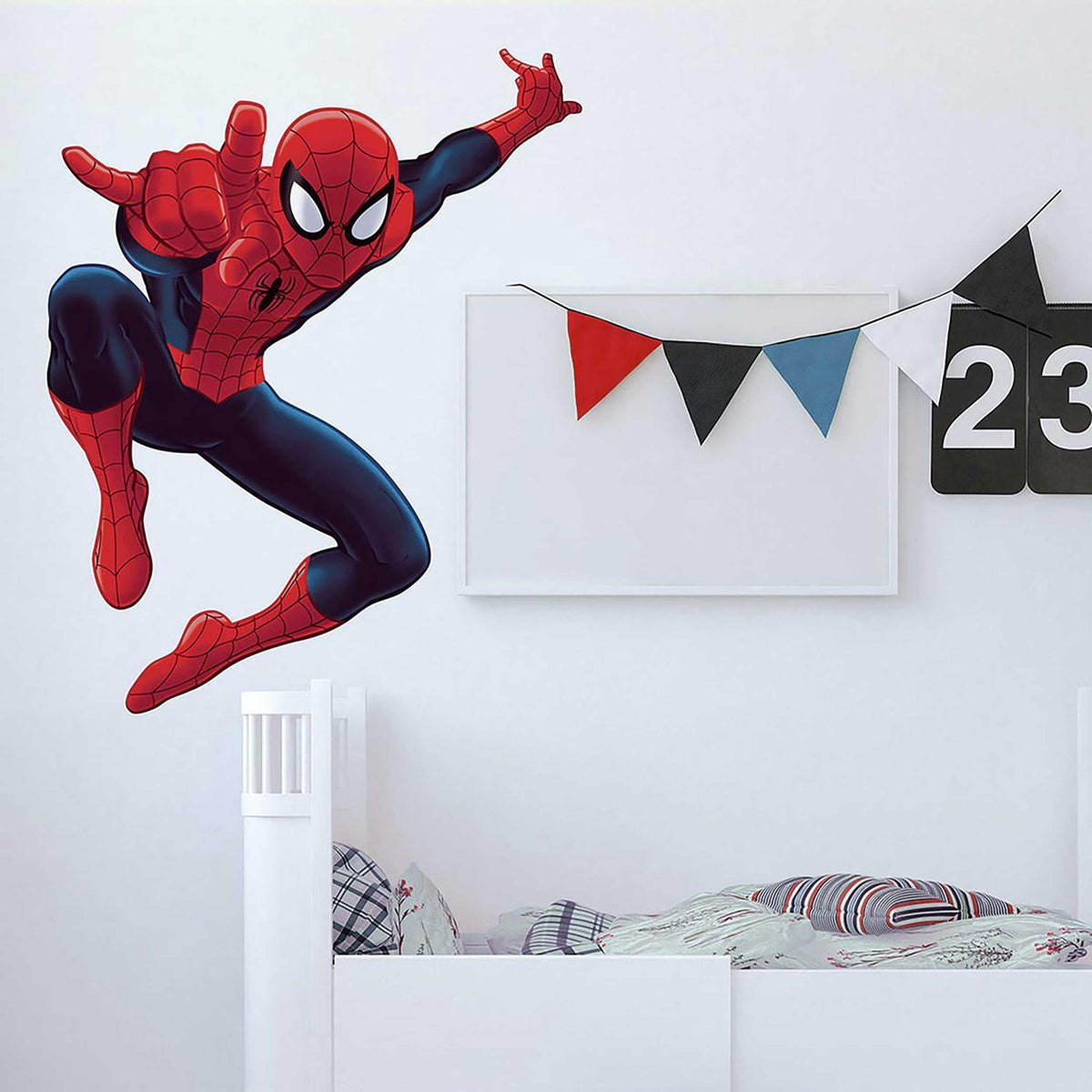 RoomMates Spider-Man illustration wall stickers provide flexible layout options for playful walls.