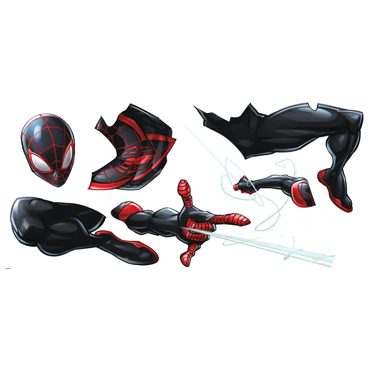 RoomMates Spider-Man Miles Morales giant wall decal display adds a playful touch to playrooms