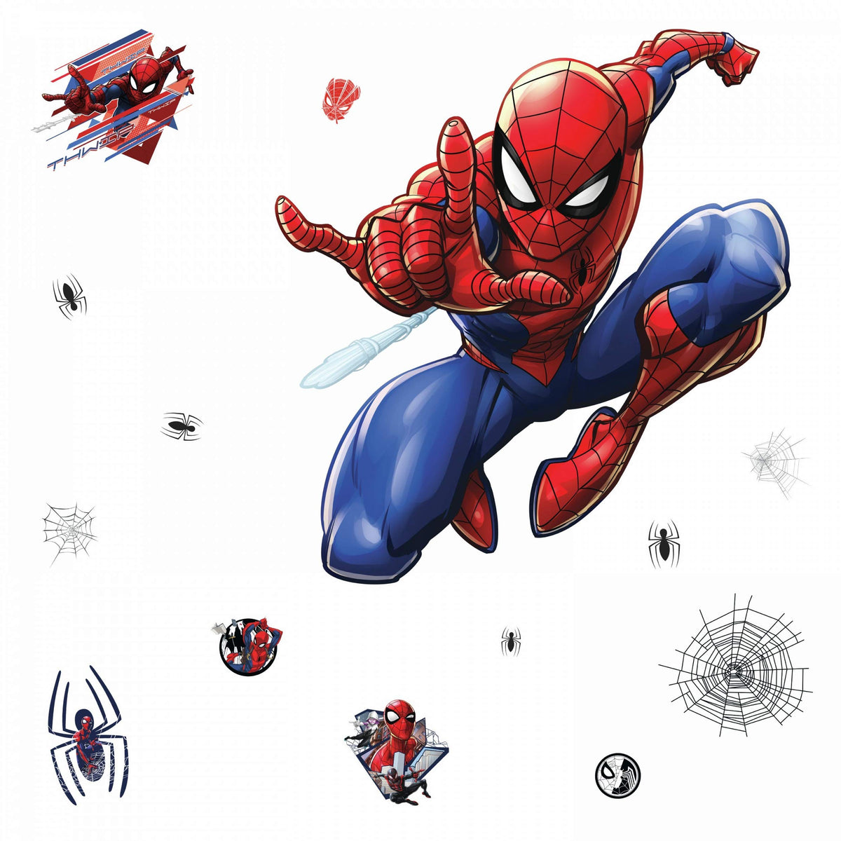 RoomMates Spider-Man giant wall decals assembled size creates bold room focal point