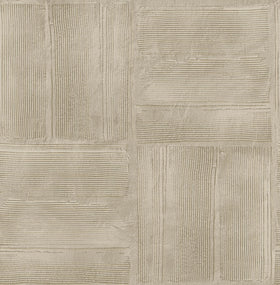RoomMates taupe dimensional wallpaper close-up texture resembling plaster for walls.