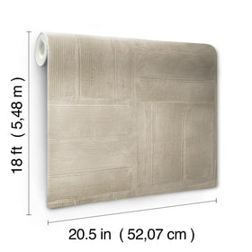 RoomMates taupe dimensional wallpaper sticks to smooth surfaces for DIY projects.