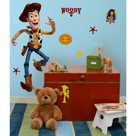 RoomMates Woody decal shows assembled size 25x50 for bold wall art.