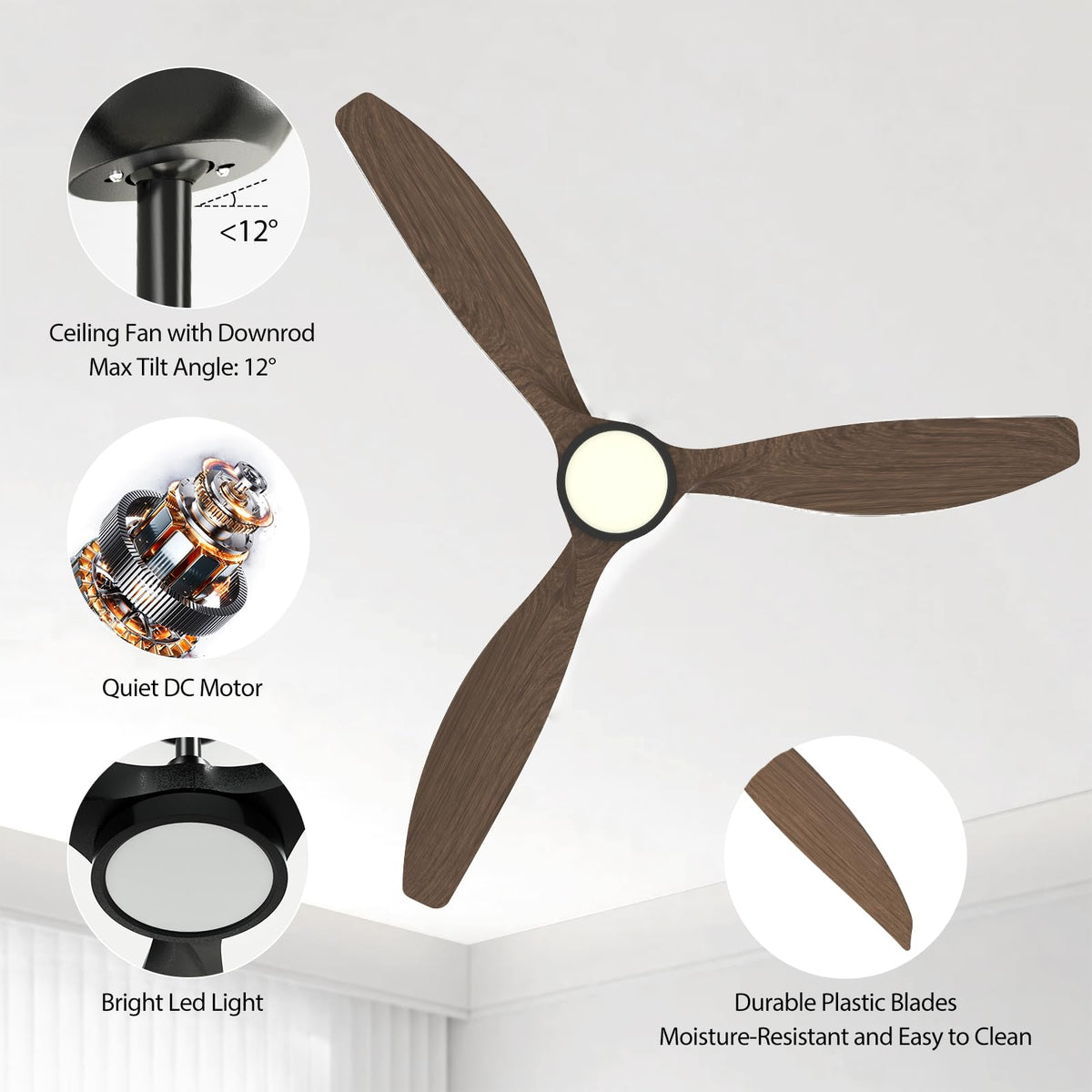 Roomratv ABS blades for durable, wobble-free operation