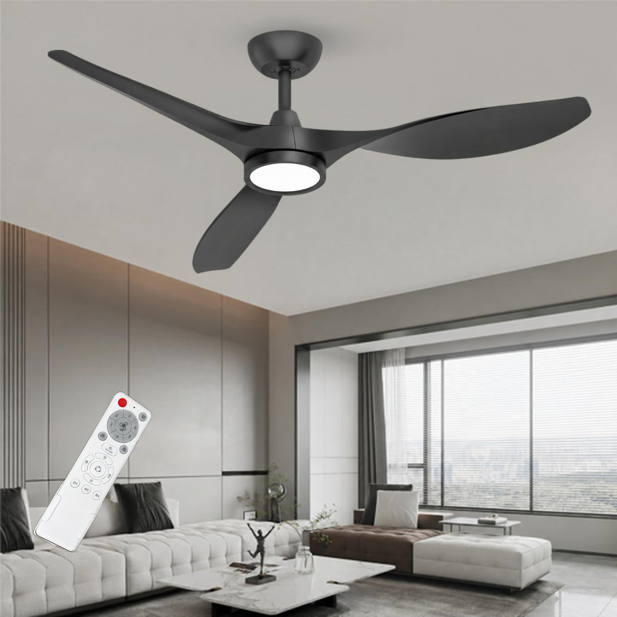 Roomratv ceiling fan with LED light and remote for easy 52 inch cooling