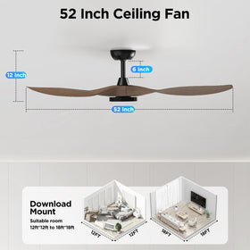 Roomratv quiet DC motor ceiling fan for peaceful bedrooms or offices