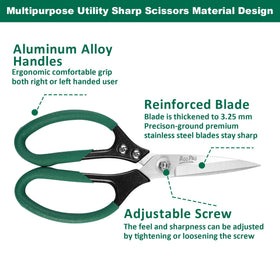 RooPro Heavy Duty Scissors aluminum handle shows ergonomic grip and control.