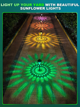 ROOR RGB color-changing pathway light highlighting garden borders at night.