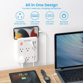 Rootoma six-outlet surge protector ready for home or office use