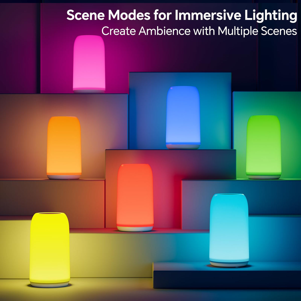 ROOTRO bedside lamp creating ambient mood on a nightstand