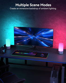 ROOTRO table lamp showcases a 360-degree light panel for even bedside illumination.