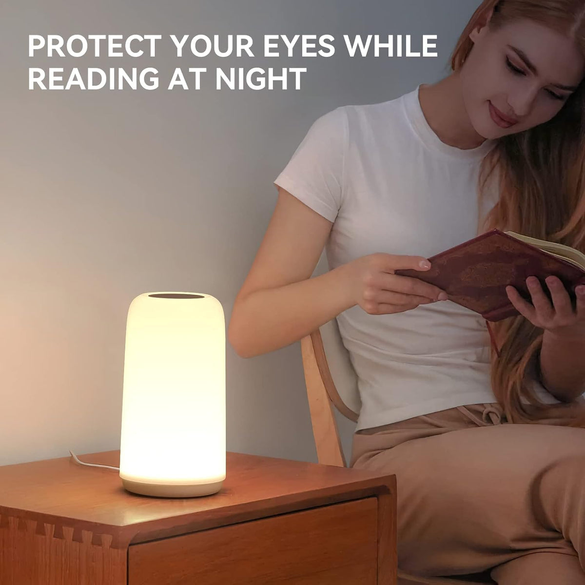 ROOTRO lamp complements modern living room décor and nightstands.