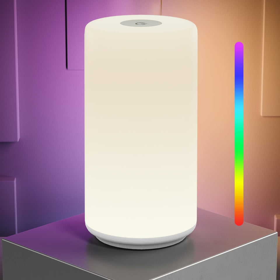 ROOTRO Touch Bedside Lamp with RGB cycle creates cozy ambient lighting for any room