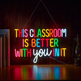 Roouneon classroom neon sign dimmable LED glow for classroom wall décor via USB