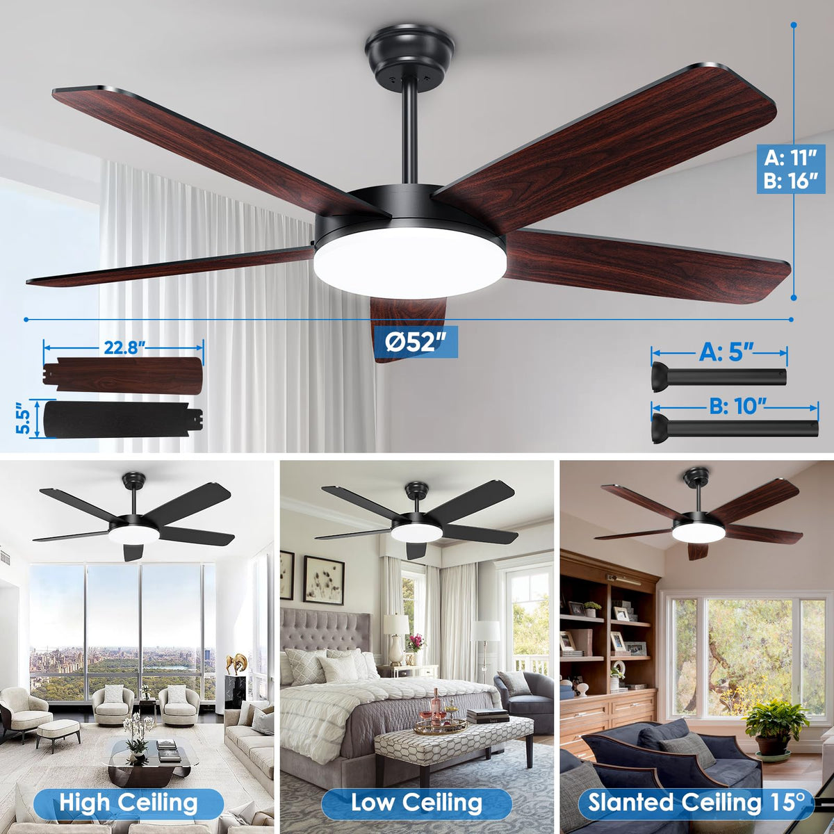 Ropelux 52-inch fan app control for seamless, smartphone-powered comfort.