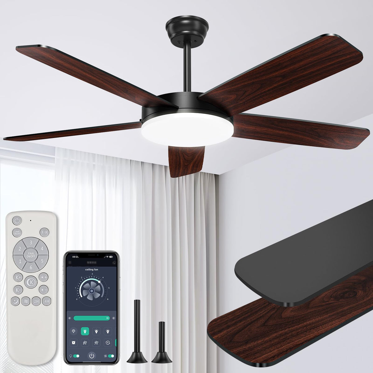 Ropelux 52-inch fan remote control enables easy, precise cooling in any living space.