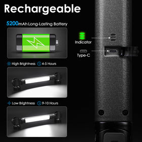 Ropelux work light head is rotatable to aim light where needed.