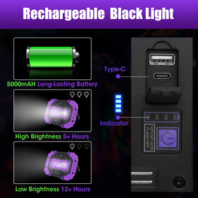 roperry 5000mAh cordless black light offering extended use and USB-C charging