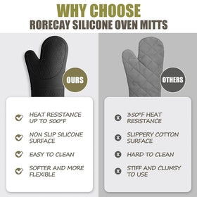 Rorecay mitts resist steam and splashes for dry counters.
