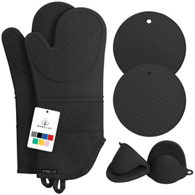 Rorecay oven mitt 15 inch with a non-slip grip for hot cookware.