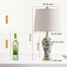 RORIA 24in chinoiserie lamp shade linen texture provides warm ambient light