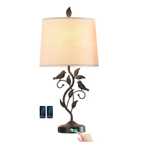 RORIANO 27-inch touch farmhouse lamp with leaf design for inviting living room lighting