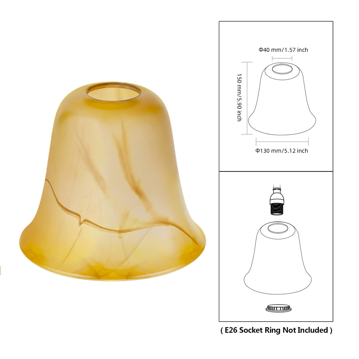RORIANO Amber Glass Shade on a lamp with warm inviting glow