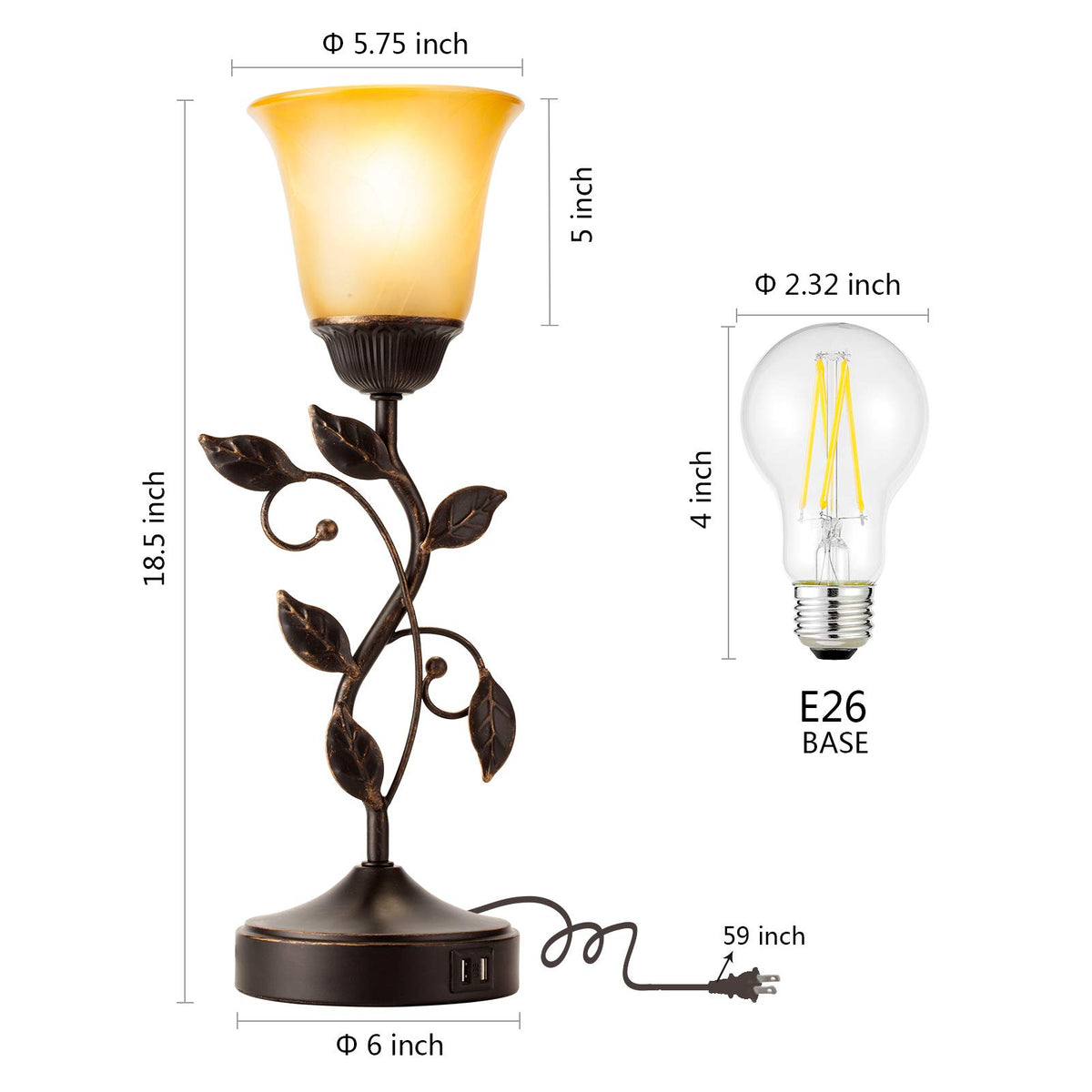 RORIANO bedside lamp on a nightstand beside a cozy bed
