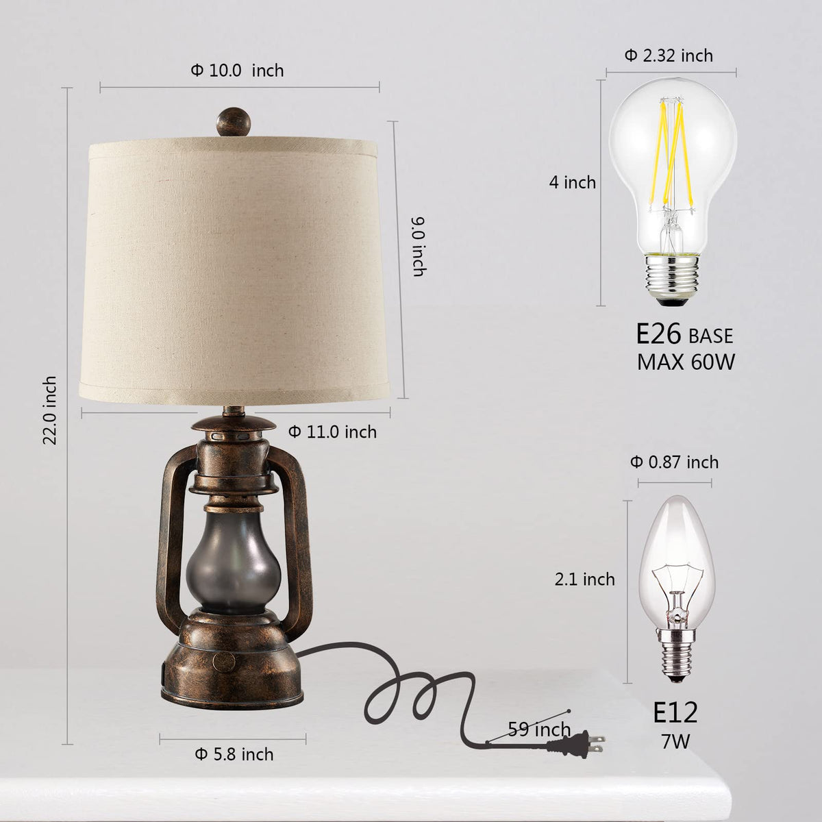 RORIANO four bulbs included for immediate use and easy setup
