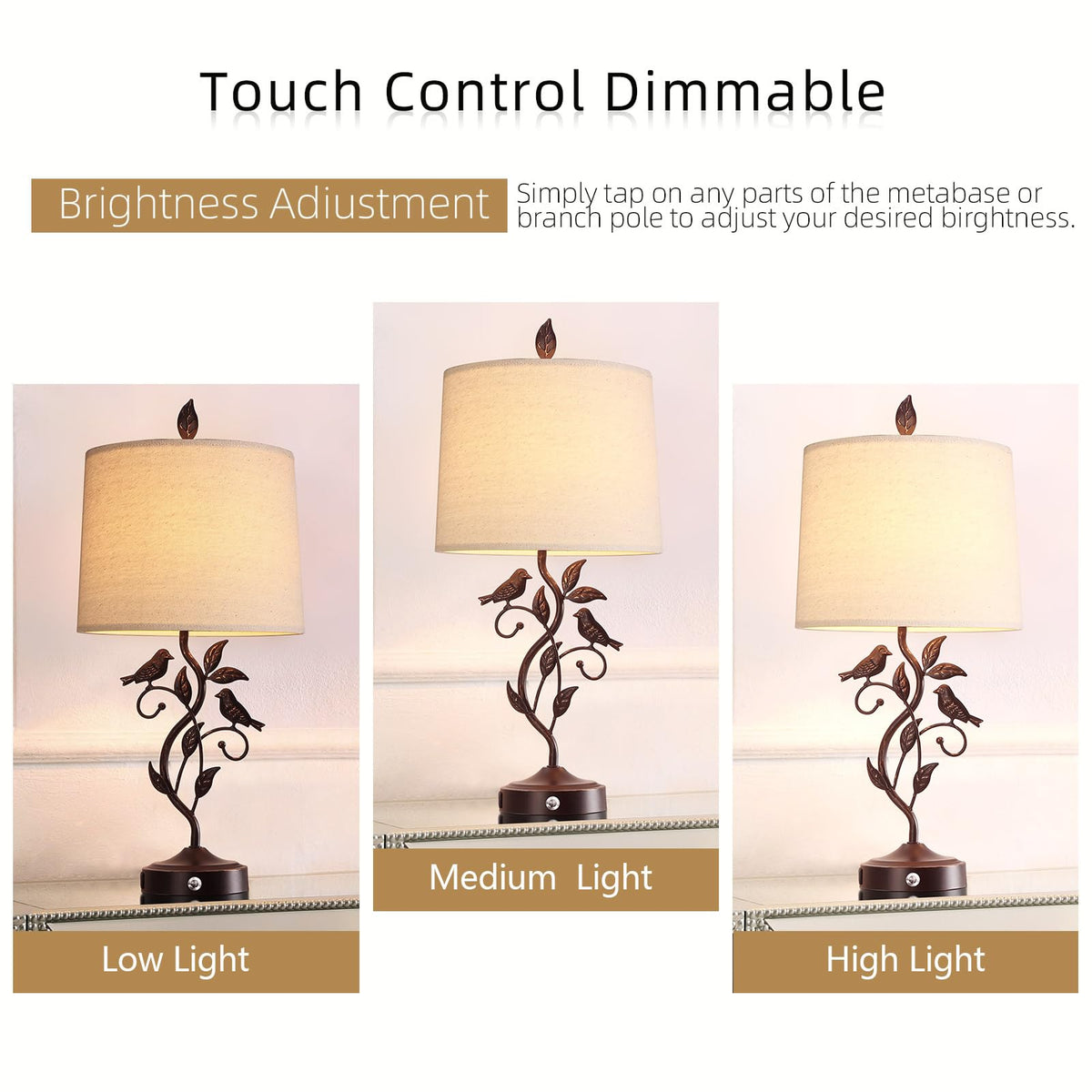 RORIANO leaf and bird table lamp highlighting nature-inspired decor