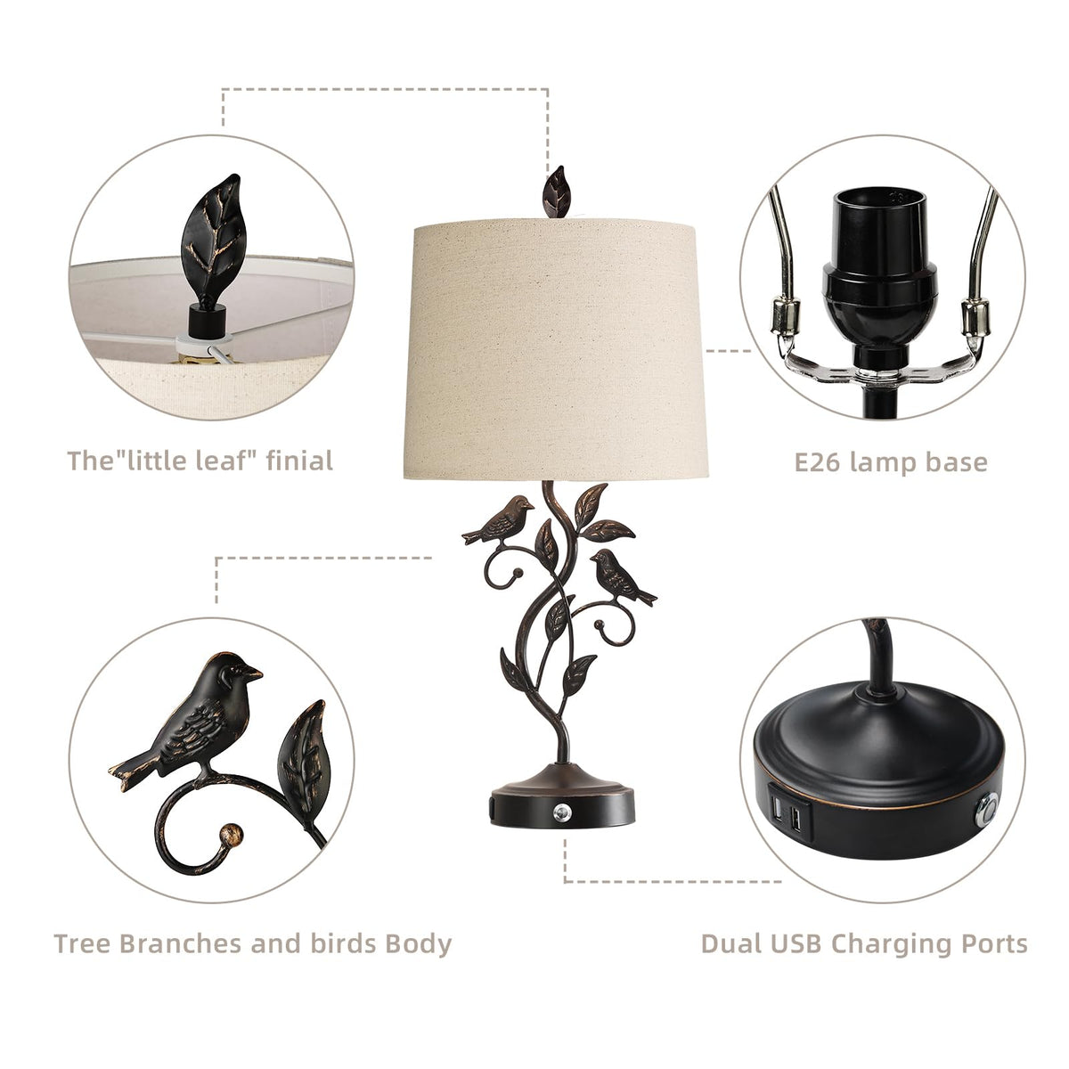 RORIANO nightstand lamp suitable for bedroom setup