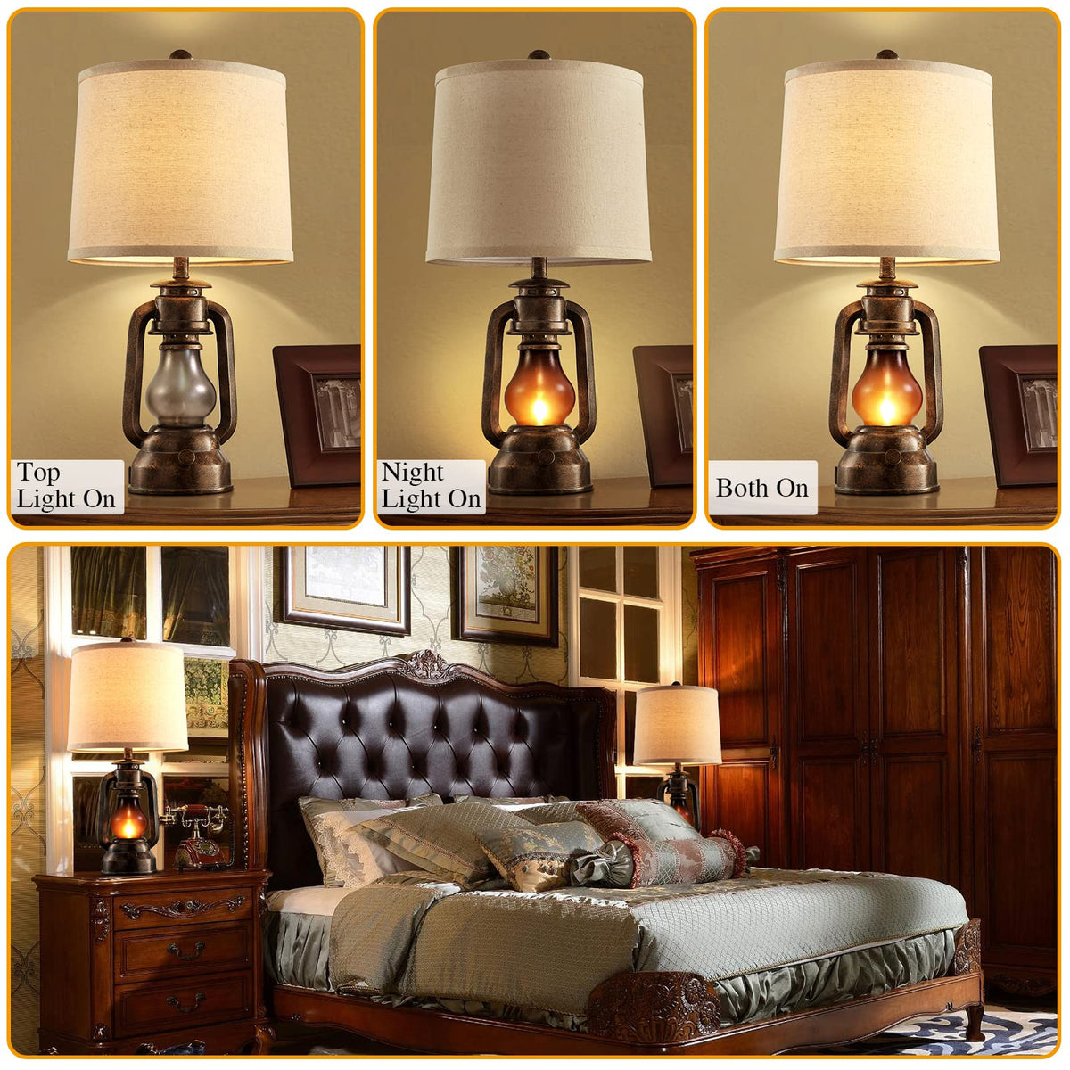 RORIANO smoky-gray glass lantern emits a soft, diffused night light
