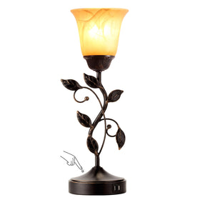 RORIANO touch-control table lamp with amber glass shade for warm ambience