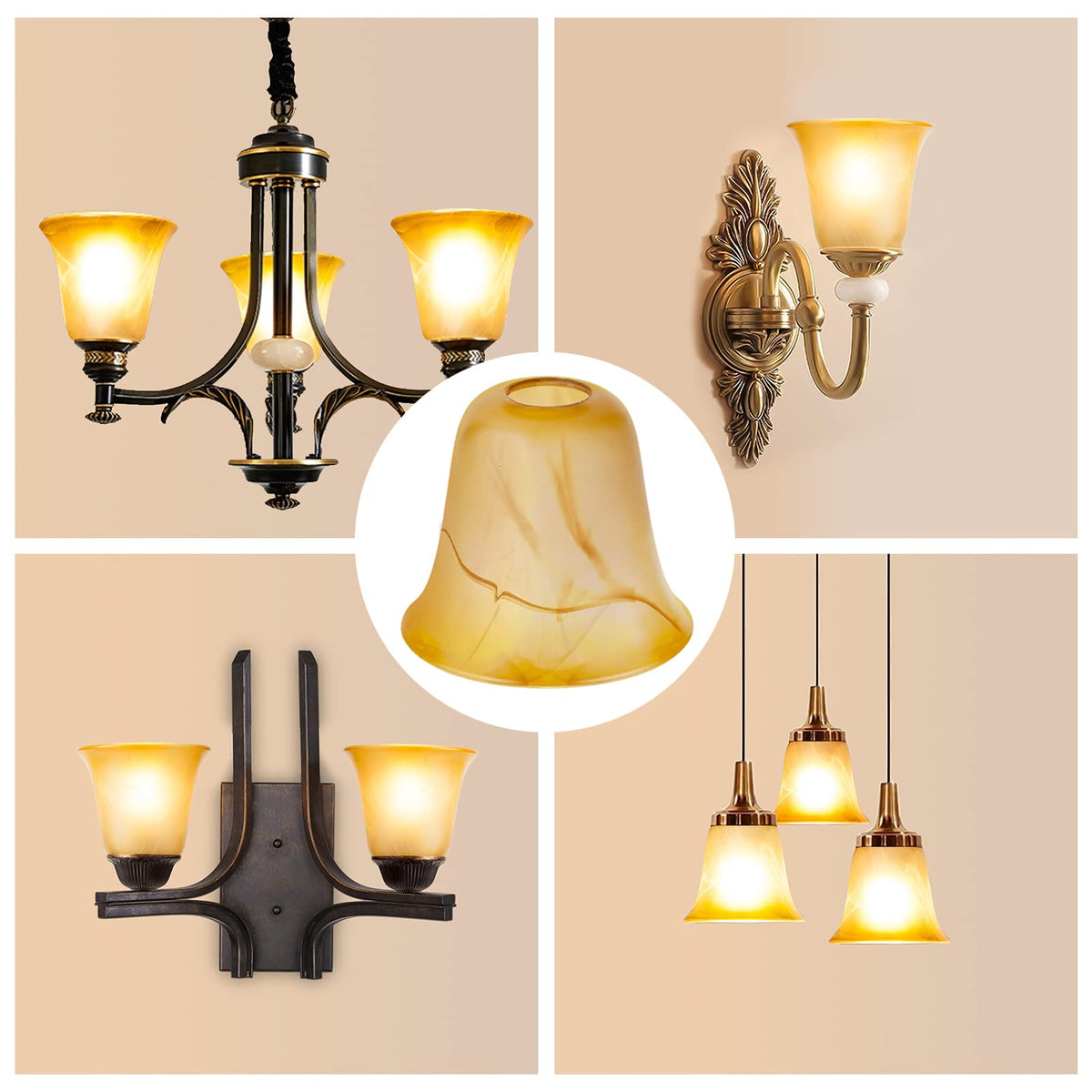 RORIANO Amber crackled shade emits warm glow for cozy spaces