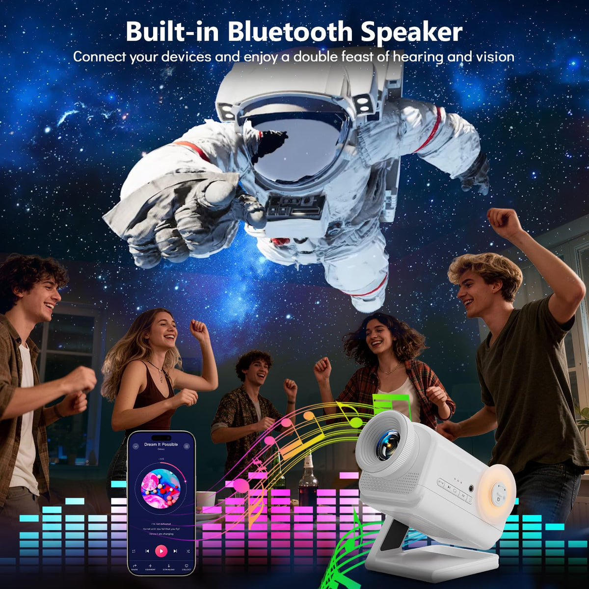 Rossetta 3D Projector Bluetooth speaker enhances visuals with ambient audio