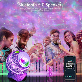Rossetta Star Projector built-in Bluetooth speaker enhances mood with synced music.