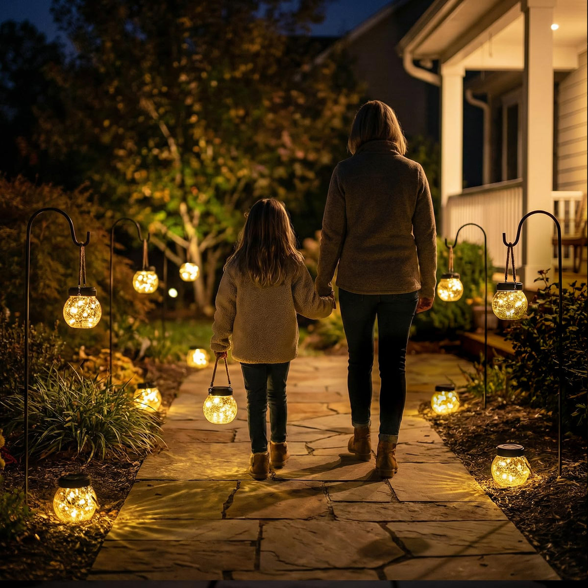 ROSHWEY gift-ready 4-pack solar lanterns for outdoor gifting.
