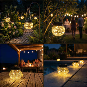 ROSHWEY medium-size solar lantern delivering bright patio illumination.