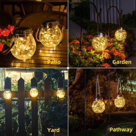 ROSHWEY cracked glass jar lanterns add reflective warmth to evening garden spaces