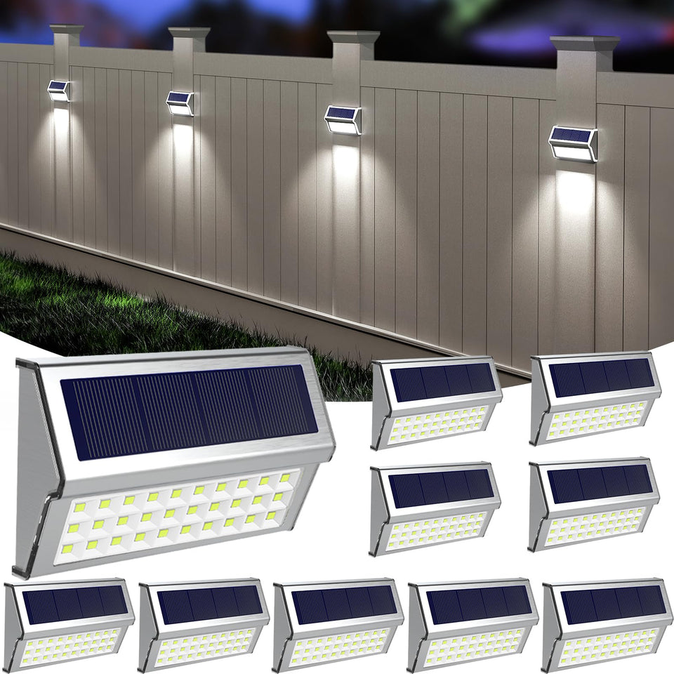 ROSHWEY solar lights outdoor 10-pack illuminate walkways with low-maintenance brightness.