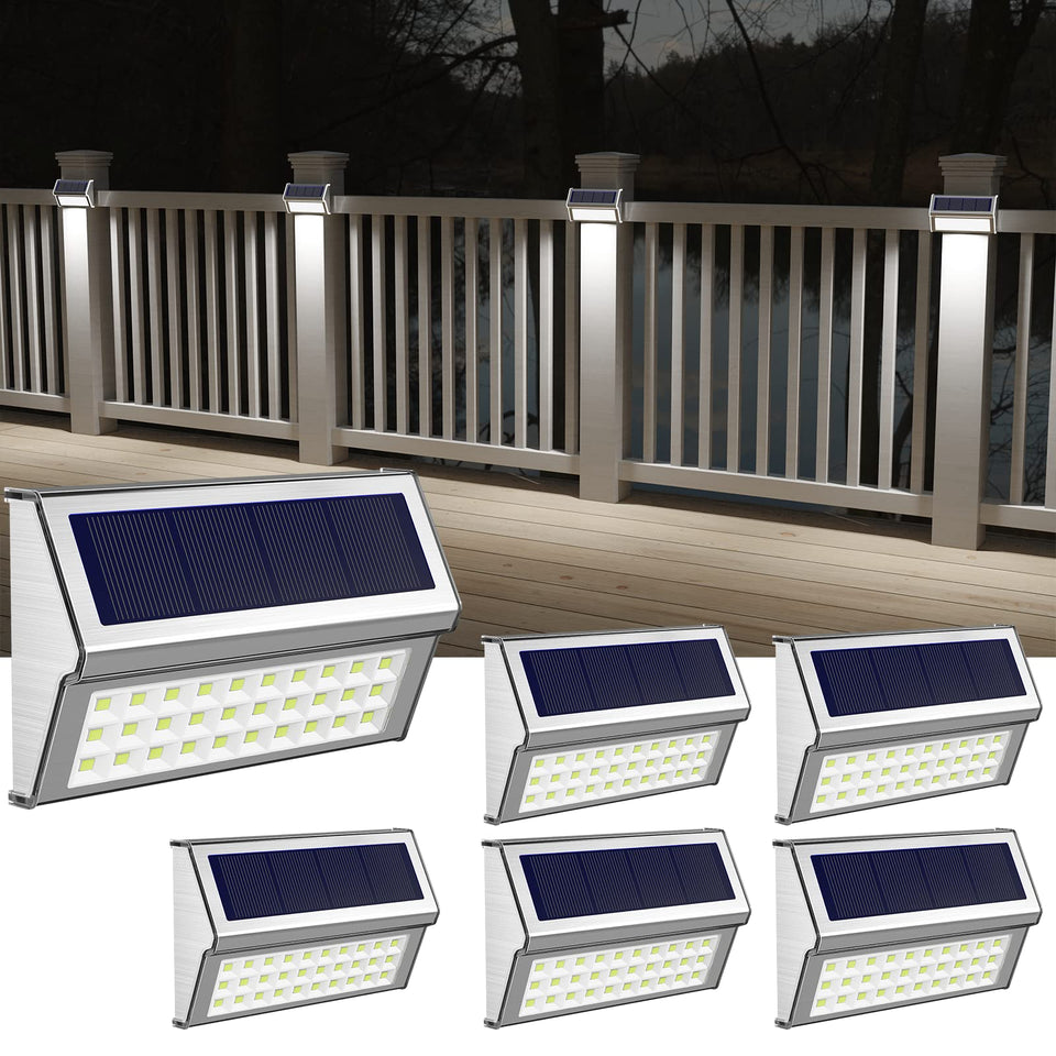 ROSHWEY solar lights outdoor six-pack with 30 LEDs brighten nighttime pathways