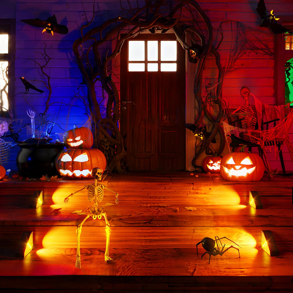roshwey solar step lights ideal for porch deck or yard pathways at night