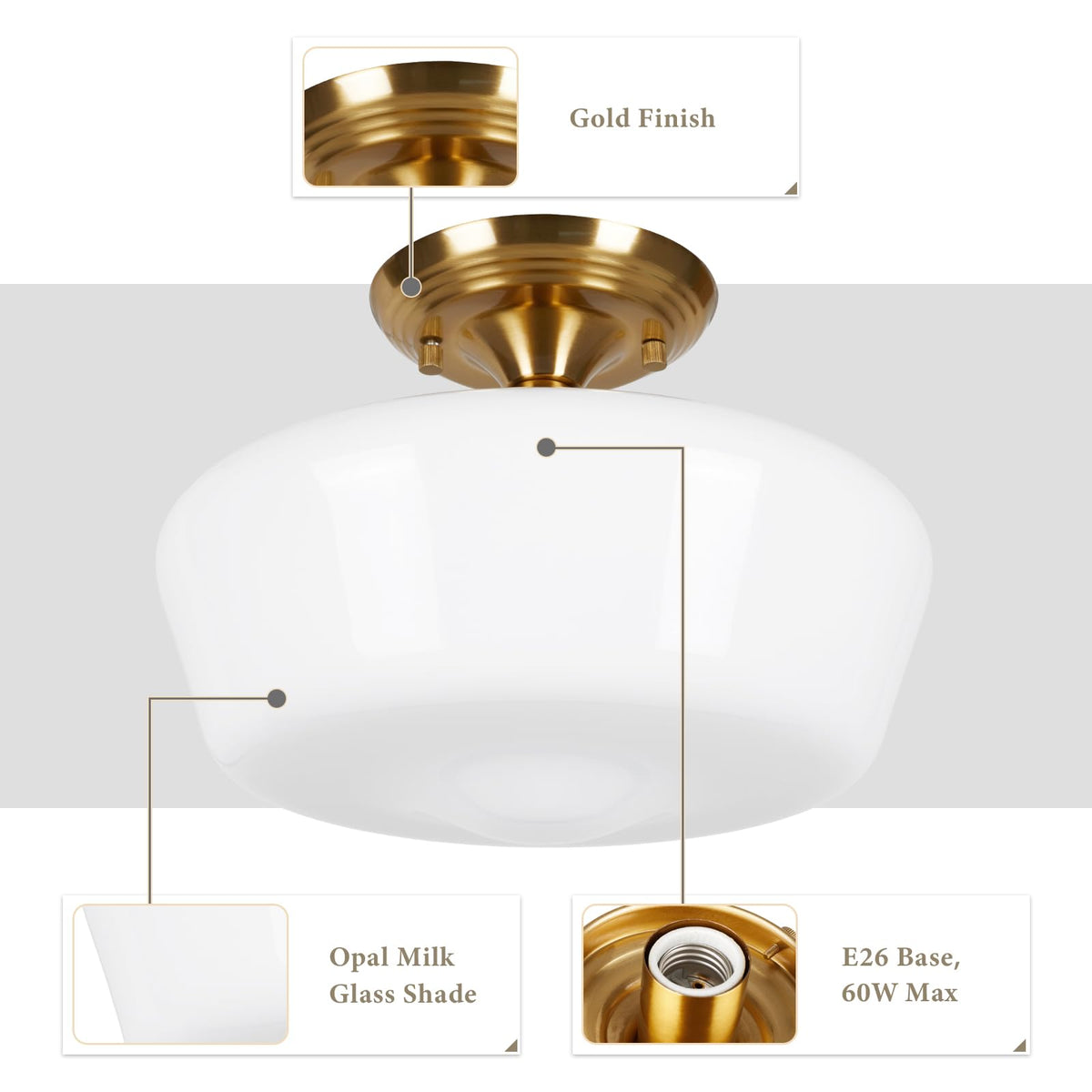 Rosient 12 inch diameter shade and 8.9 inch height for balanced ceiling glow