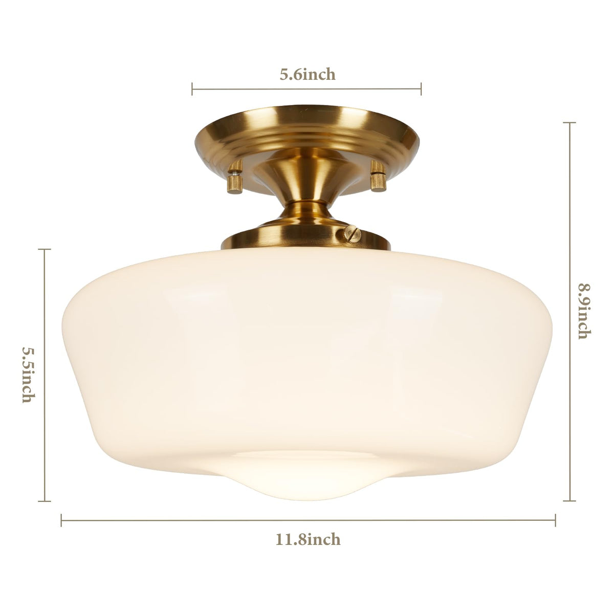 Rosient brass finish ceiling light close-up highlights durable gold-toned hardware