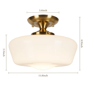 Rosient brass finish ceiling light close-up highlights durable gold-toned hardware