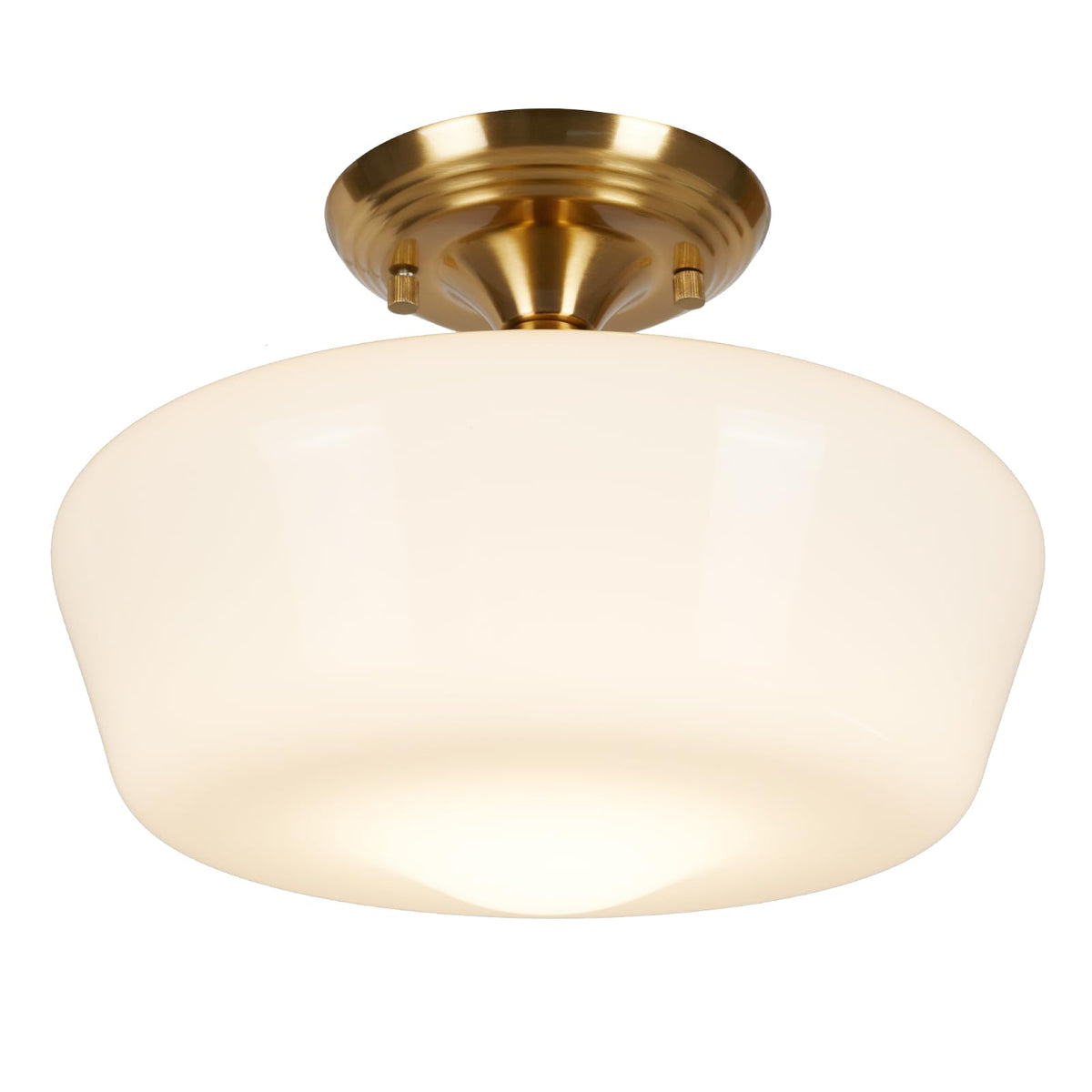 Rosient schoolhouse semi-flush with opal milk glass shade for elegant hallway lighting