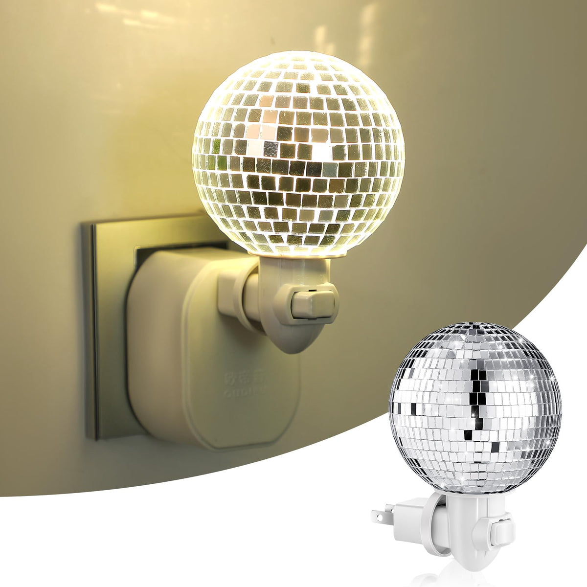 Rossesay disco ball night light plug-in wall adds playful reflections in any room